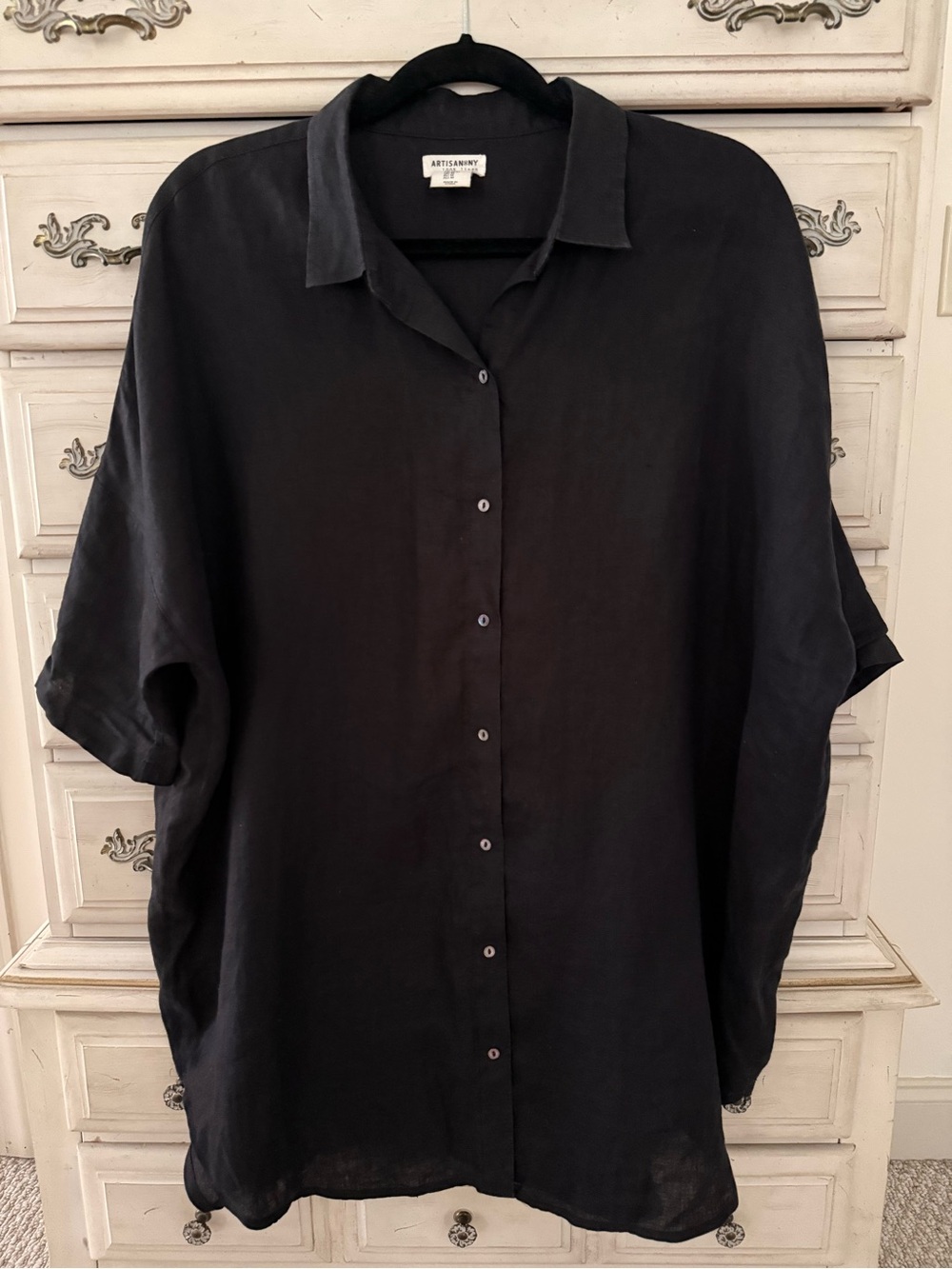 Artisan Ny Black Men's 💯 % Casual Button-Down Shirt